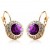 Yellow Gold plated purple crystals earrings set 